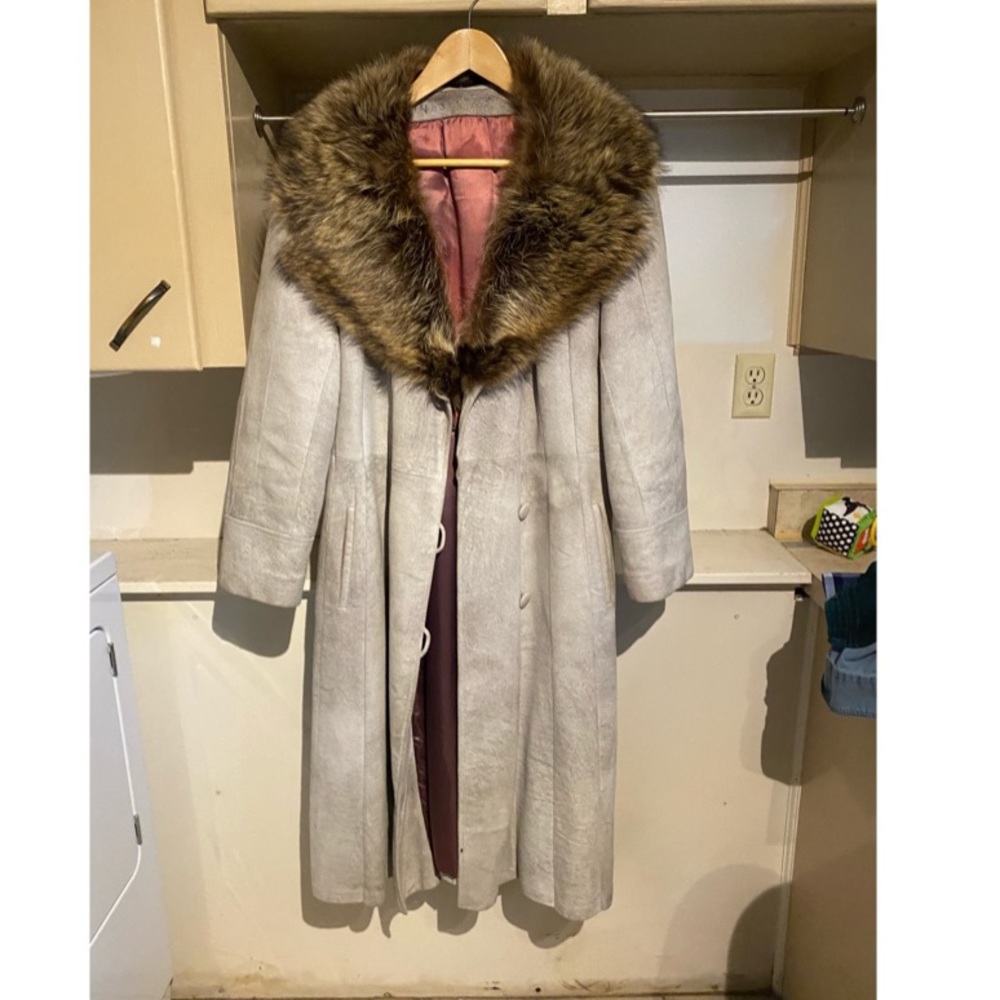 Vintage Rajac Leathers Full Length Fur Trim Coat